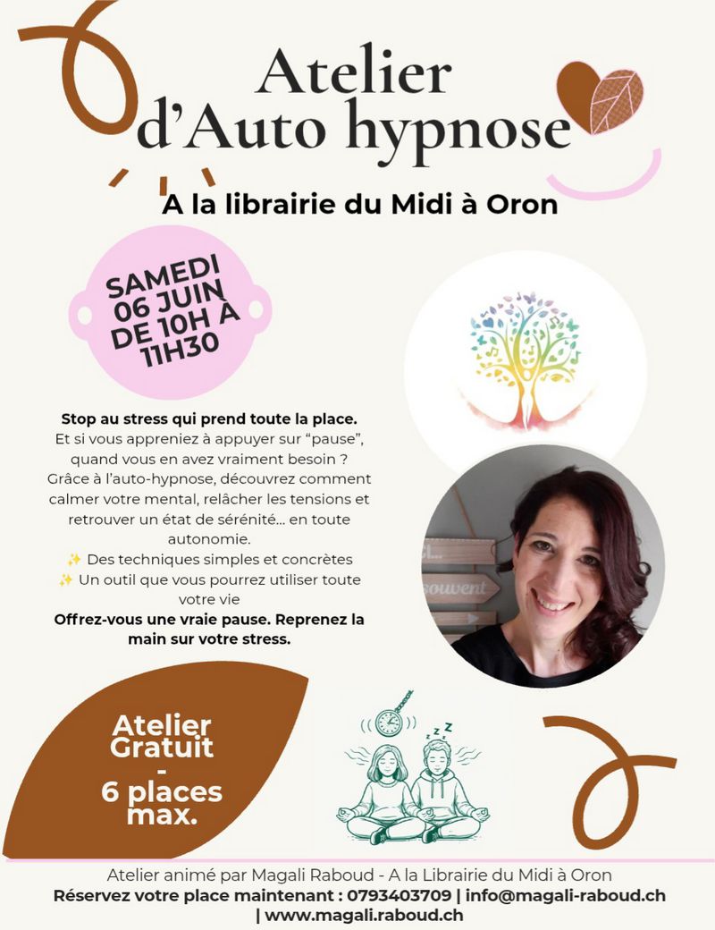 Atelier d’autohypnose du 6 juin 2026 Atelier d'autohypnose du 6 juin 2026